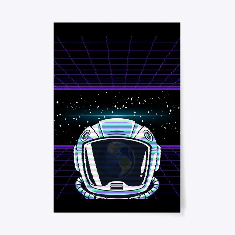 Retro Grid Goodbye World Astronaut