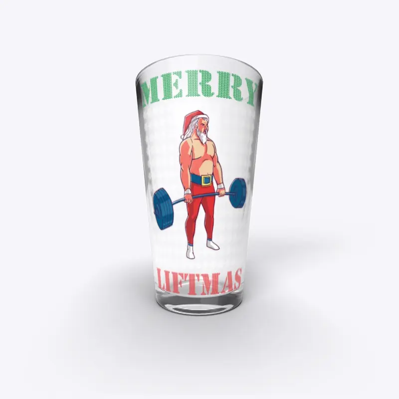 Merry Liftmas Santa glass mug